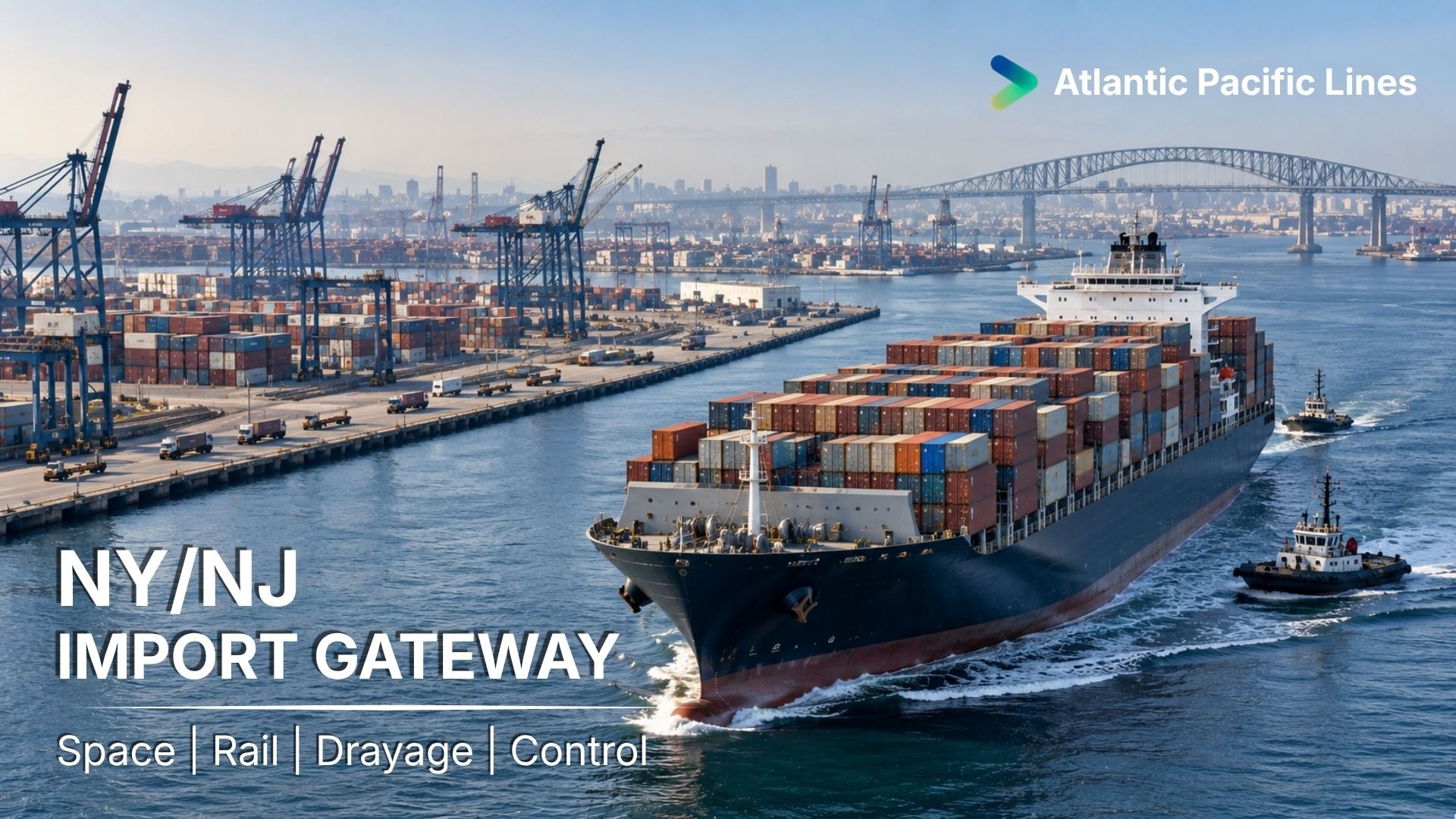 Container vessel arriving at the Port of New York and New Jersey, representing import vessel space, terminal appointments, chassis, drayage, rail, and transload planning.